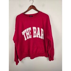 THE BAR Varsity Red Sweatshirt Crewneck Spell Out Casual Pullover Women's XL